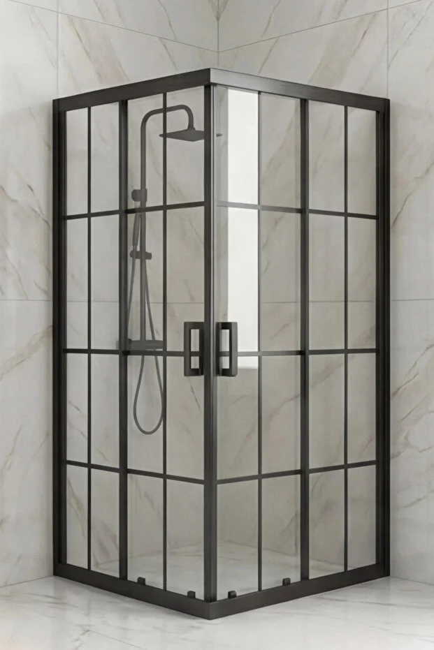 Duşakabin Kare 5mm Siyah Çizgi Cam 190cm